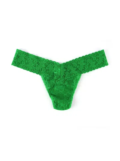 Shop Hanky Panky Petite Size Signature Lace Low Rise Thong In Green