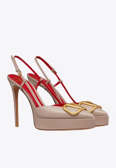 Valentino 120 Vlogo Slingback Leather Pumps In Pink