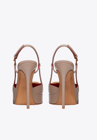 Valentino 120 Vlogo Slingback Leather Pumps In Pink