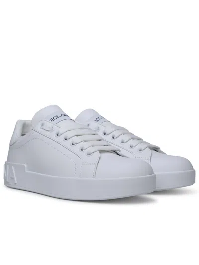 Shop Dolce & Gabbana 'portofino' White Calf Leather Sneakers Woman