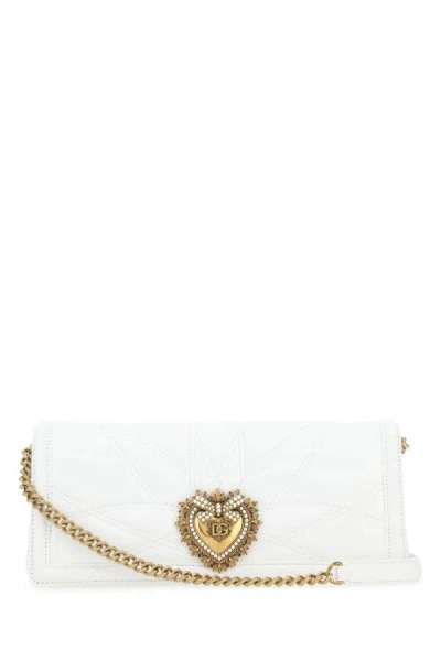 Shop Dolce & Gabbana Woman White Nappa Leather Devotion Shoulder Bag
