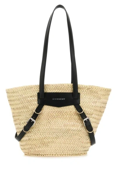 Shop Givenchy Woman Straw Medium Voyou Basket Shopping Bag In Brown