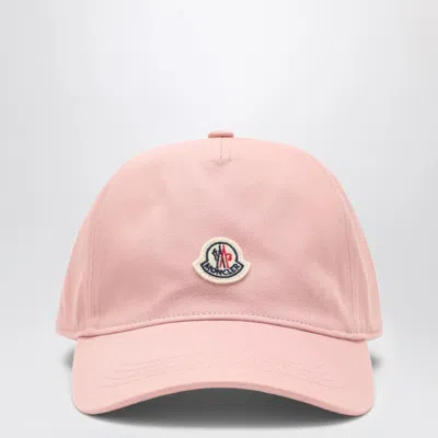 Shop Moncler Pink Baseball Cap With Logo Women