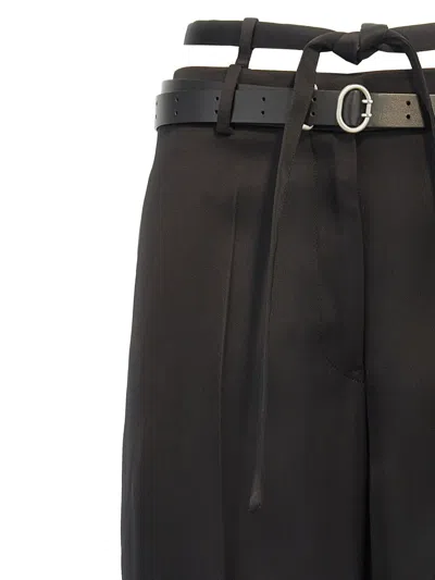 Shop Jil Sander Belted Pants In Black