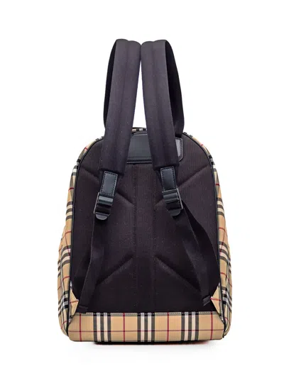 Shop Burberry Check Backpack In Beige