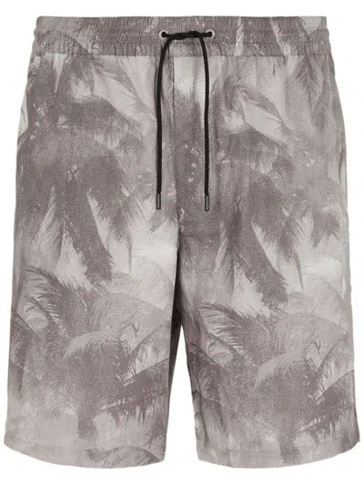 Shop Emporio Armani Printed Cotton Blend Shorts In Grey