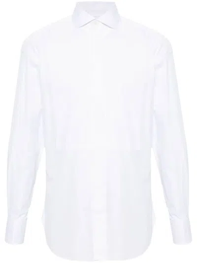 Shop Finamore Cotton Tuxedo Shirt In White