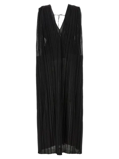 Shop Jil Sander Pleated Dress In Black