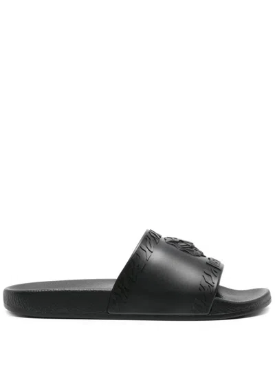 Just Cavalli Logo-raised Slides In Black