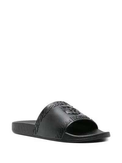 Just Cavalli Logo-raised Slides In Black