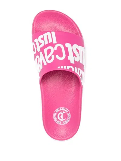 Just Cavalli Logo-raised Slides In Pink
