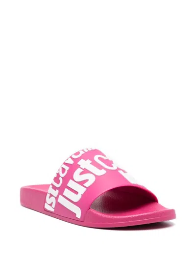 Just Cavalli Logo-raised Slides In Pink