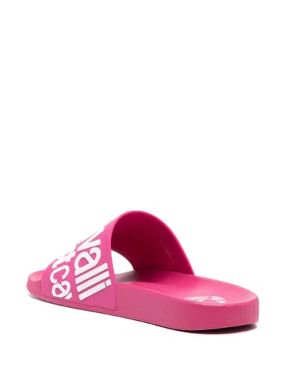 Just Cavalli Logo-raised Slides In Pink