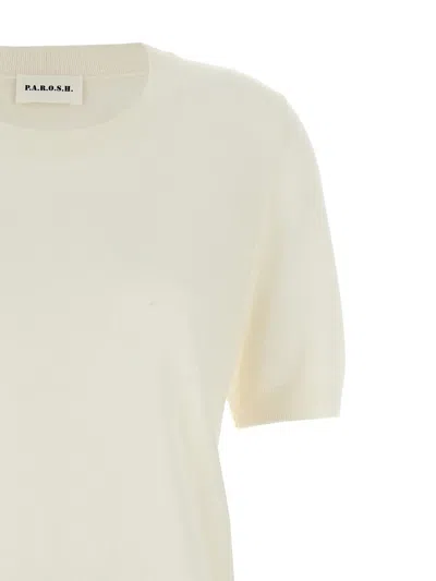 P.a.r.o.s.h Parosh Linfa Short Sleeve Sweater In White