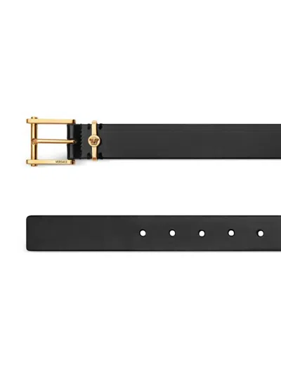 Shop Versace Belts In Black- Gold