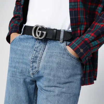 Shop Gucci Belt With Silver-tone Double G Buckle In Black