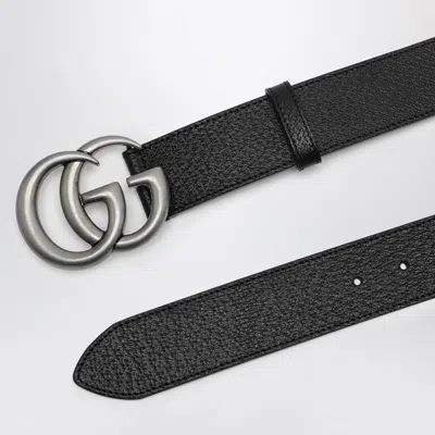 Shop Gucci Belt With Silver-tone Double G Buckle In Black