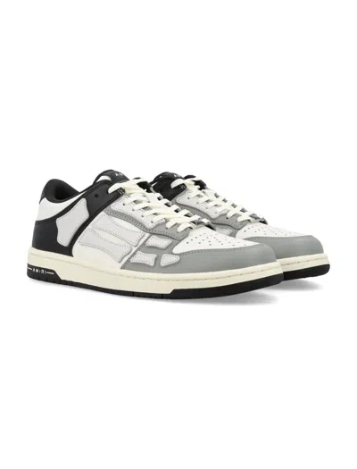 Shop Amiri Two-tone Skel Top Low Sneakers In Black White Grey