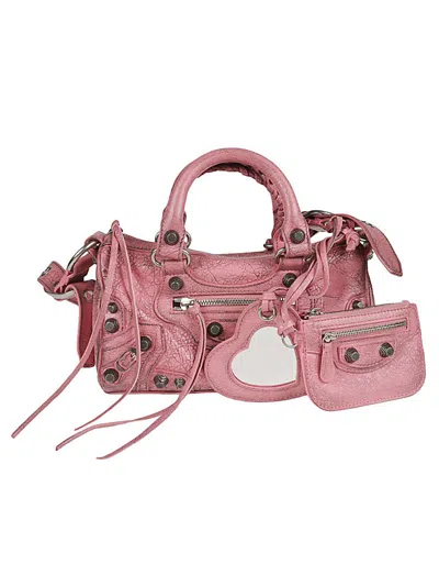 Shop Balenciaga Le Cagole Mini Leather Duffle Bag In Pink