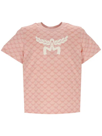 Shop Mcm T-shirts And Polos In Silver Pink
