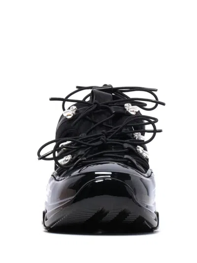 Simone Rocha Beaded Classic Tracker Trainers Black Nappa/pearl/clear In Black Nappa Pearl Clear