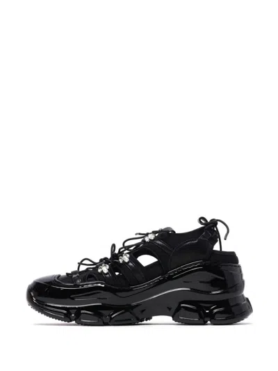 Simone Rocha Beaded Classic Tracker Trainers Black Nappa/pearl/clear In Black Nappa Pearl Clear