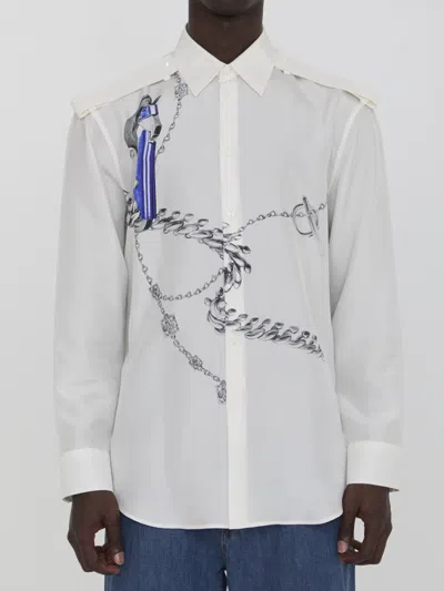 Shop Burberry Shirt With Knight Motif In White