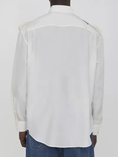 Shop Burberry Shirt With Knight Motif In White