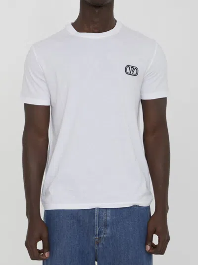 Shop Valentino T-shirt With Vlogo Signature Patch In White