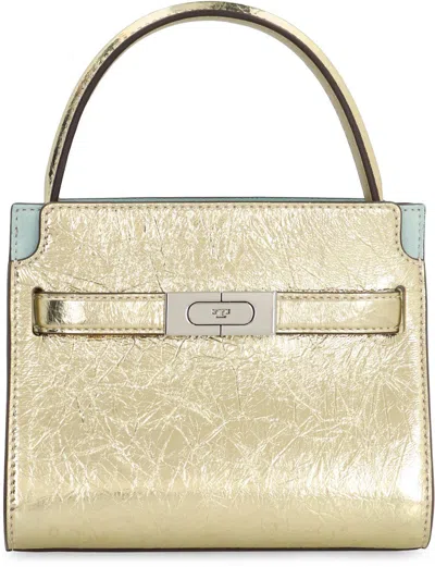 Shop Tory Burch Petite Double Lee Radziwill Leather Bag In Gold