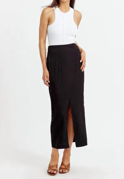 Greylin Vicki Front Slit Midi Skirt In Black In Black
