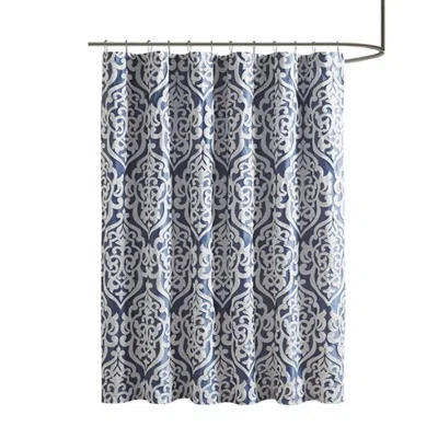 Olliix Odette Jacquard Shower Curtain In Navy