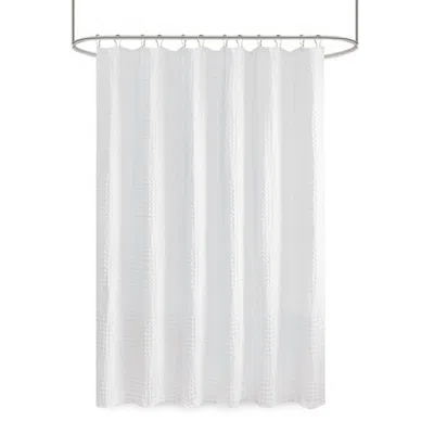 Olliix Arlo Super Waffle Texture Solid Shower Curtain In White