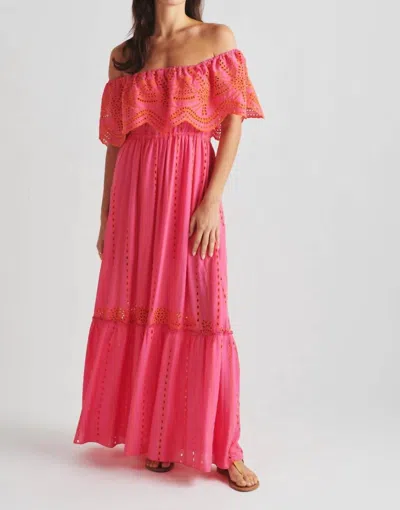 Shop Valerie Khalfon Dreamer Embroidered Maxi Dress In Rose In Multi