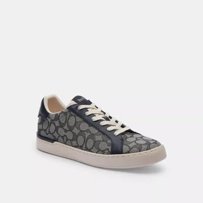 Shop Coach Outlet Clip Low Top Sneaker In Signature Jacquard In Grey