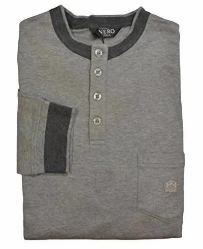 Nero Perla Men's Cotton Pajama Top In Gray In Grey