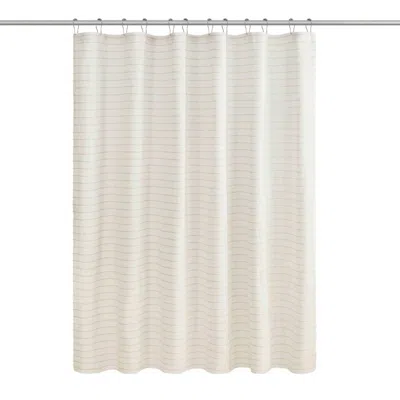 Olliix Alder Textured Shower Curtain In Ivory Stripe