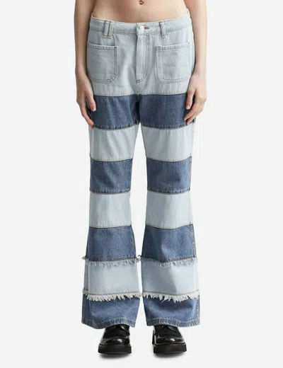 Shop Andersson Bell Mahina Blocking Patchwork Jeans In Washed Blue