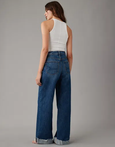 AMERICAN EAGLE OUTFITTERS AE SUPER HIGH-WAISTED BAGGY WIDE-LEG CUFFED JEAN 