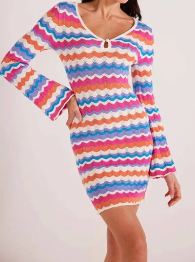 Shop Minkpink Wilma Pointelle Knit Dress In Multi Stripe