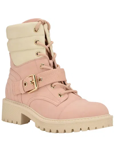 Shop Gbg Los Angeles Sheelah Womens Faux Leather Lug Sole Combat & Lace-up Boots In Pink