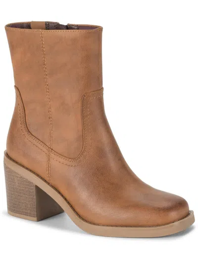 Baretraps Mckenna Womens Faux Leather Square Toe Ankle Boots In Green