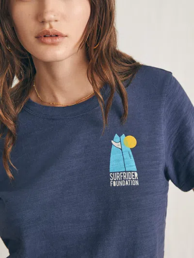 Faherty Surfrider Sunwashed Cropped T-shirt In Dune Navy