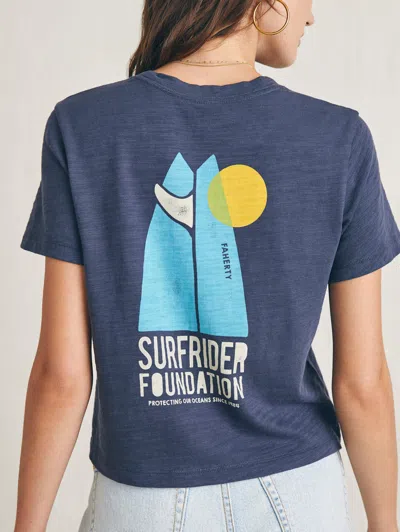 Faherty Surfrider Sunwashed Cropped T-shirt In Dune Navy