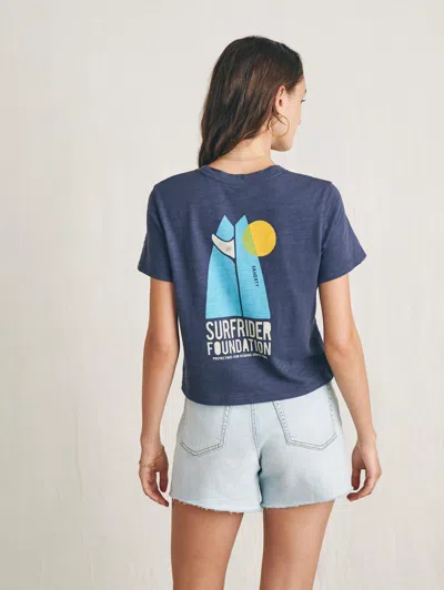 Faherty Surfrider Sunwashed Cropped T-shirt In Dune Navy