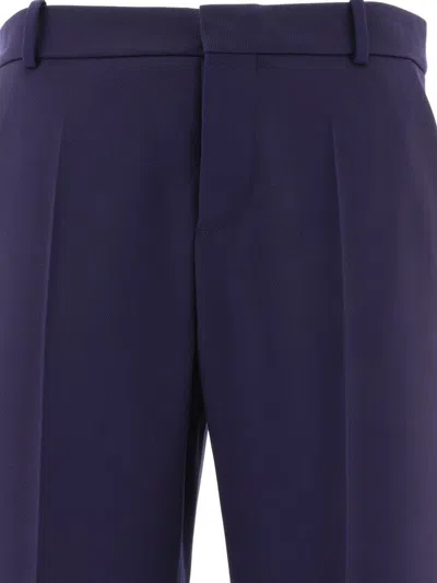 Shop Balmain Twill Tailored Trousers In Blue
