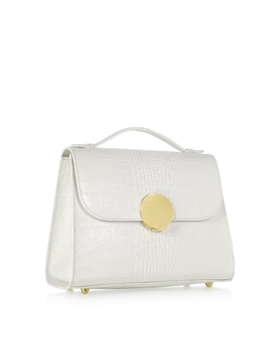 Leparmentier Paris Bombo Croco Embossed Leather Top-handle Satchel Bag W/strap
