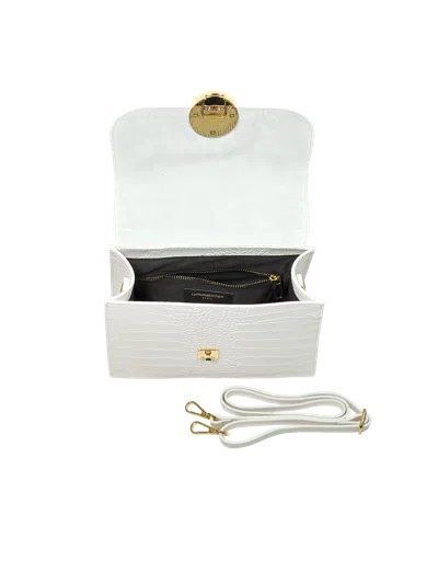Leparmentier Paris Bombo Croco Embossed Leather Top-handle Satchel Bag W/strap