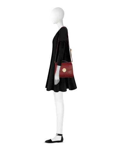 Leparmentier Paris Bombo Croco Embossed Leather Top-handle Satchel Bag W/strap