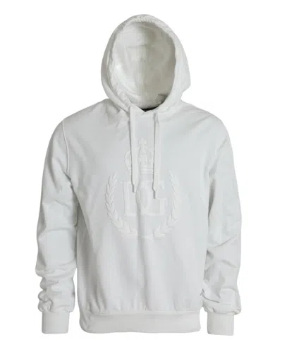 Shop Dolce & Gabbana White Cotton Hooded Pullover Sweatshirt Men's Sweater